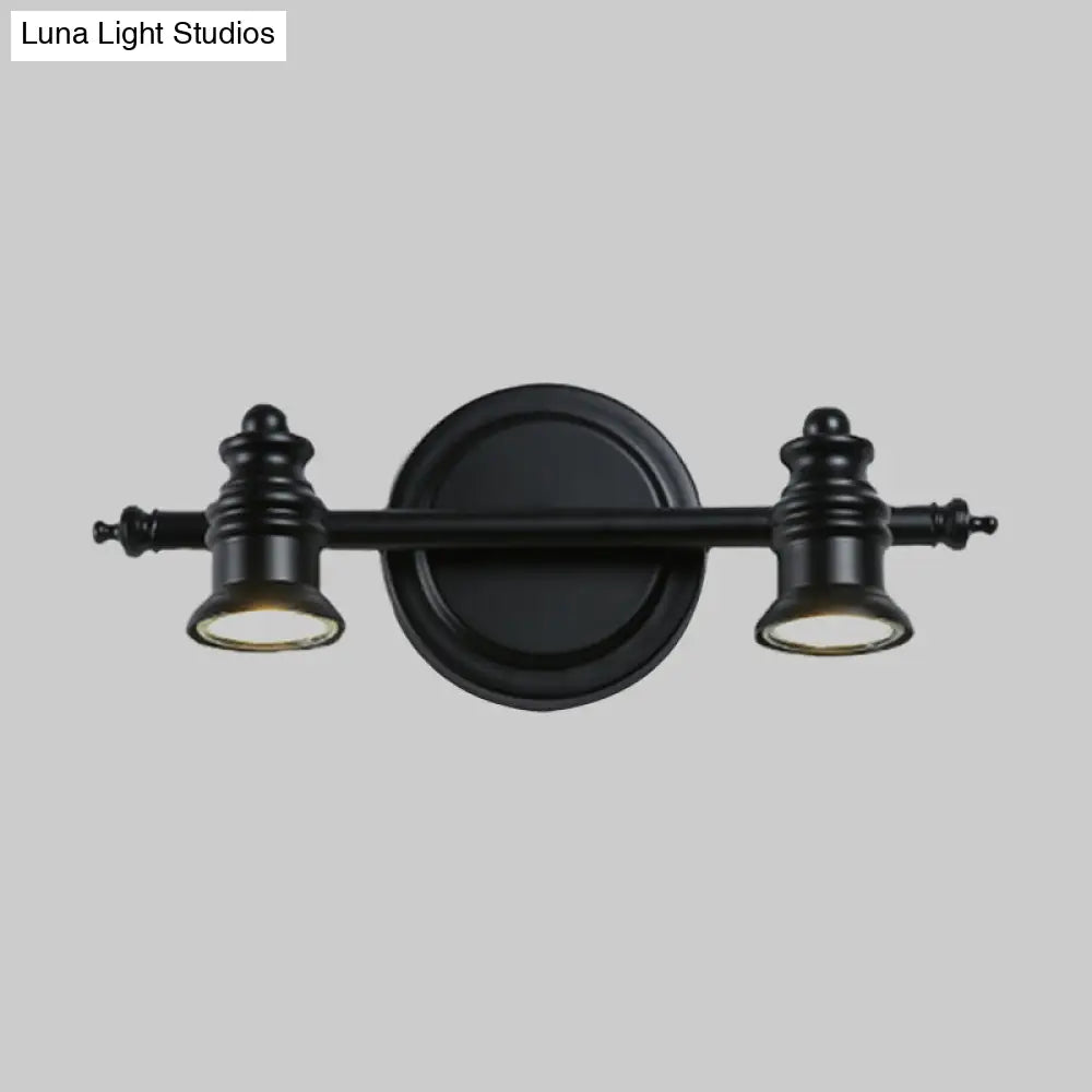 Adjustable Black Wall Light Fixture With 2 Arms And Simplicity 2-Head Design - Ideal For Bathroom