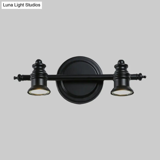 Adjustable Black Wall Light Fixture With 2 Arms And Simplicity 2-Head Design - Ideal For Bathroom