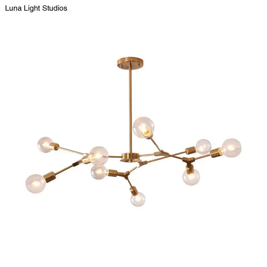 Adjustable Branch Pendant Lamp: Postmodern Metal Chandelier With 6/9 Lights In Black/Gold Ideal For