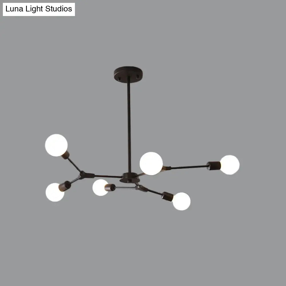 Adjustable Branch Pendant Lamp: Postmodern Metal Chandelier With 6/9 Lights In Black/Gold Ideal For