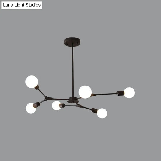 Adjustable Branch Pendant Lamp: Postmodern Metal Chandelier With 6/9 Lights In Black/Gold Ideal For