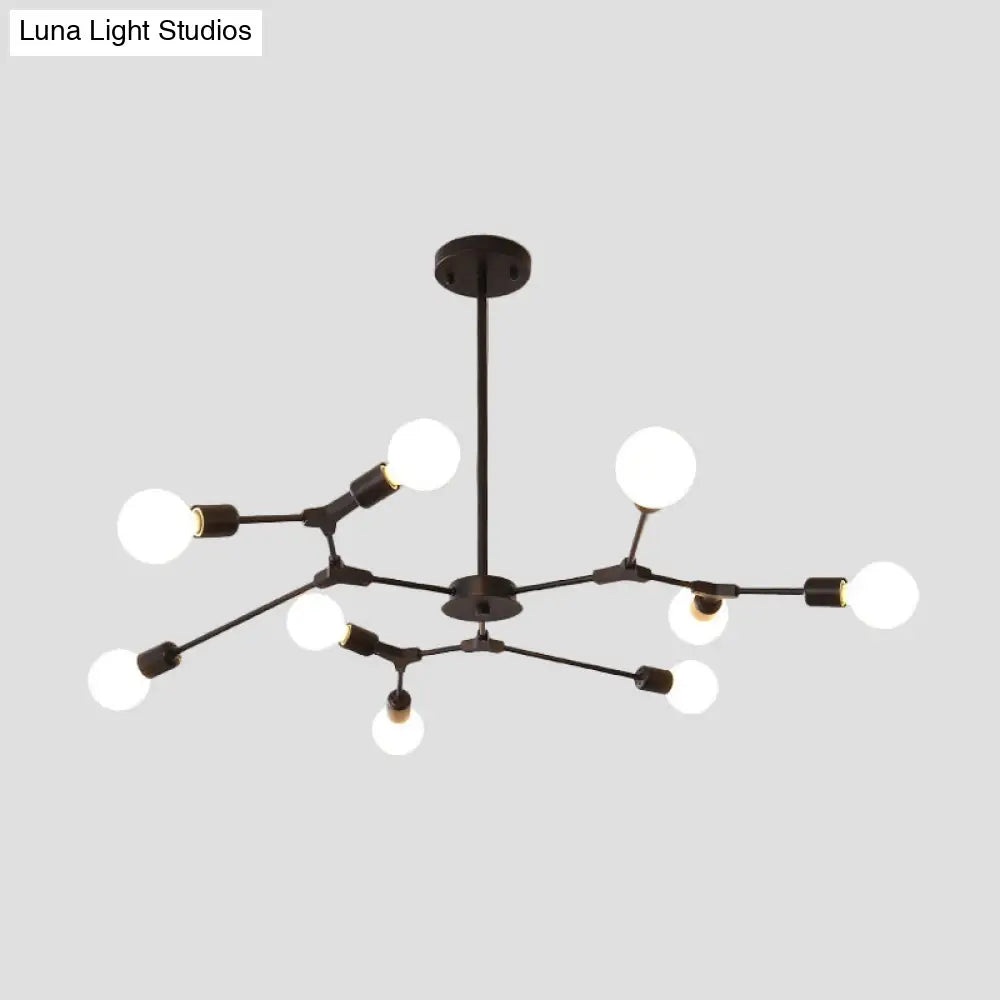 Adjustable Branch Pendant Lamp: Postmodern Metal Chandelier With 6/9 Lights In Black/Gold Ideal For