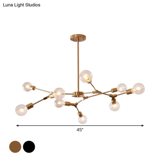 Adjustable Branch Pendant Lamp: Postmodern Metal Chandelier With 6/9 Lights In Black/Gold Ideal For