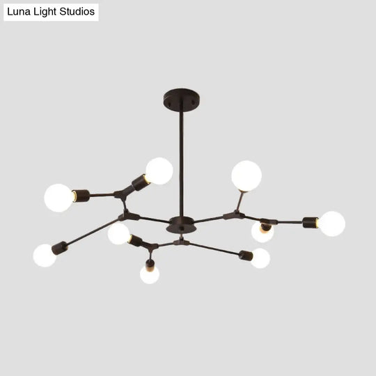 Adjustable Branch Pendant Lamp - Postmodern Metallic Chandelier (6/9 Lights) In Black/Gold For