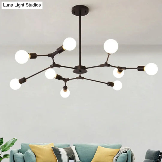 Adjustable Branch Pendant Lamp - Postmodern Metallic Chandelier (6/9 Lights) In Black/Gold For