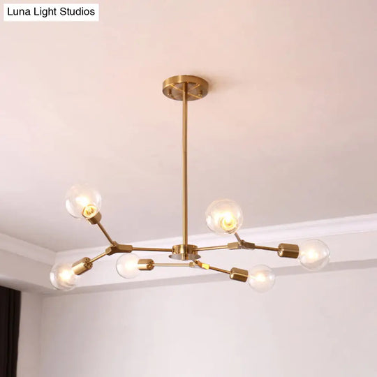 Adjustable Branch Pendant Lamp - Postmodern Metallic Chandelier (6/9 Lights) In Black/Gold For