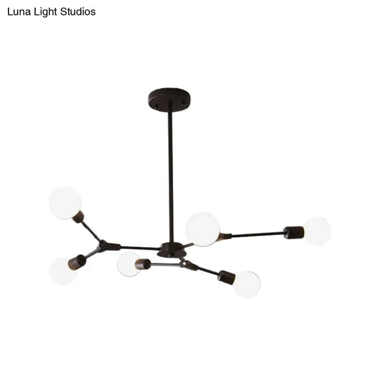 Adjustable Branch Pendant Lamp - Postmodern Metallic Chandelier (6/9 Lights) In Black/Gold For