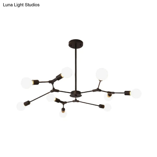 Adjustable Branch Pendant Lamp: Postmodern Metal Chandelier With 6/9 Lights In Black/Gold Ideal For