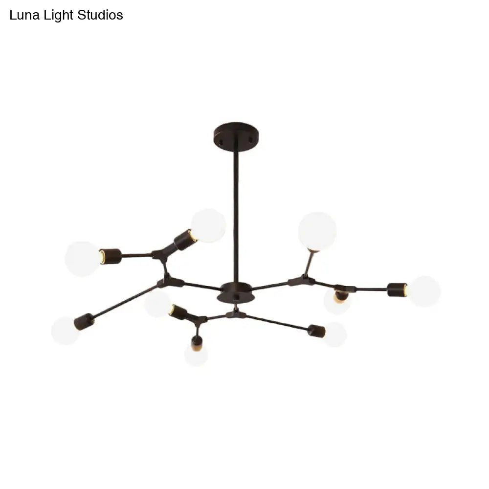 Adjustable Branch Pendant Lamp - Postmodern Metallic Chandelier (6/9 Lights) In Black/Gold For