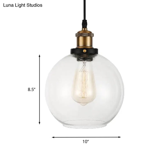 Adjustable Brass Pendant Light - Industrial Style Suspension Lamp With Clear Glass Globe