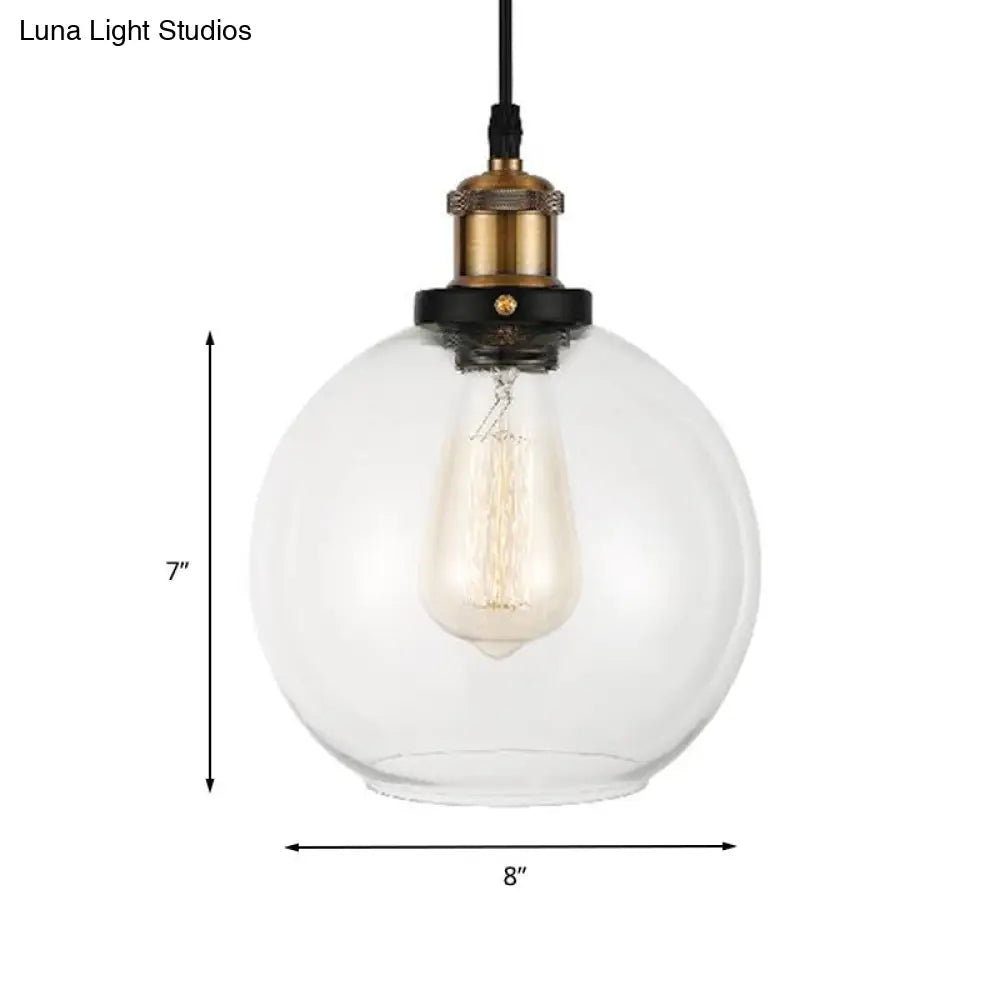 Adjustable Brass Pendant Light - Industrial Style Suspension Lamp With Clear Glass Globe