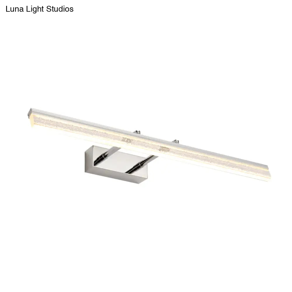 Adjustable Chrome Crystal Linear Wall Light For Bathroom Vanity - 16/23.5/31.5 Wide Warm/White