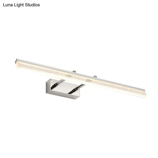 Adjustable Chrome Crystal Linear Wall Light For Bathroom Vanity - 16/23.5/31.5 Wide Warm/White