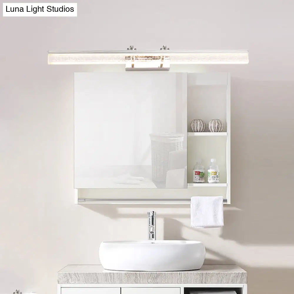 Adjustable Chrome Crystal Linear Wall Light For Bathroom Vanity - 16/23.5/31.5 Wide Warm/White