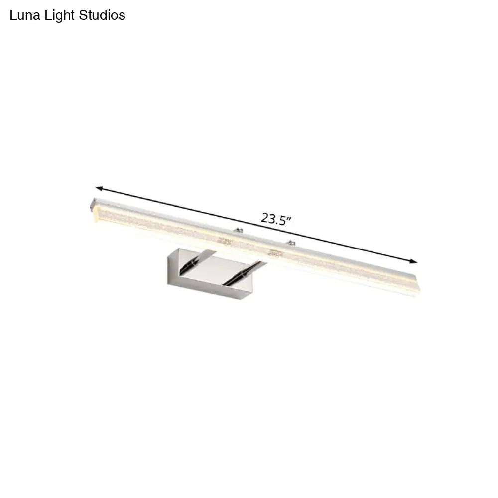 Adjustable Chrome Crystal Linear Wall Light For Bathroom Vanity - 16/23.5/31.5 Wide Warm/White