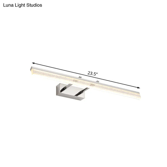 Adjustable Chrome Crystal Linear Wall Light For Bathroom Vanity - 16/23.5/31.5 Wide Warm/White