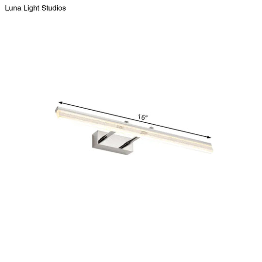 Adjustable Chrome Crystal Linear Wall Light For Bathroom Vanity - 16/23.5/31.5 Wide Warm/White