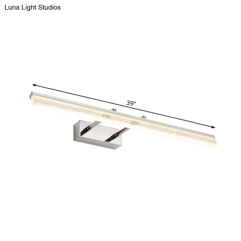 Adjustable Chrome Crystal Linear Wall Light For Bathroom Vanity - 16/23.5/31.5 Wide Warm/White