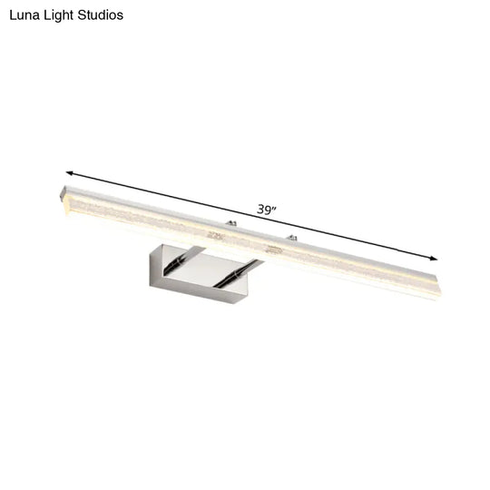 Adjustable Chrome Crystal Linear Wall Light For Bathroom Vanity - 16/23.5/31.5 Wide Warm/White