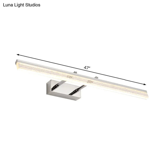 Adjustable Chrome Crystal Linear Wall Light For Bathroom Vanity - 16/23.5/31.5 Wide Warm/White