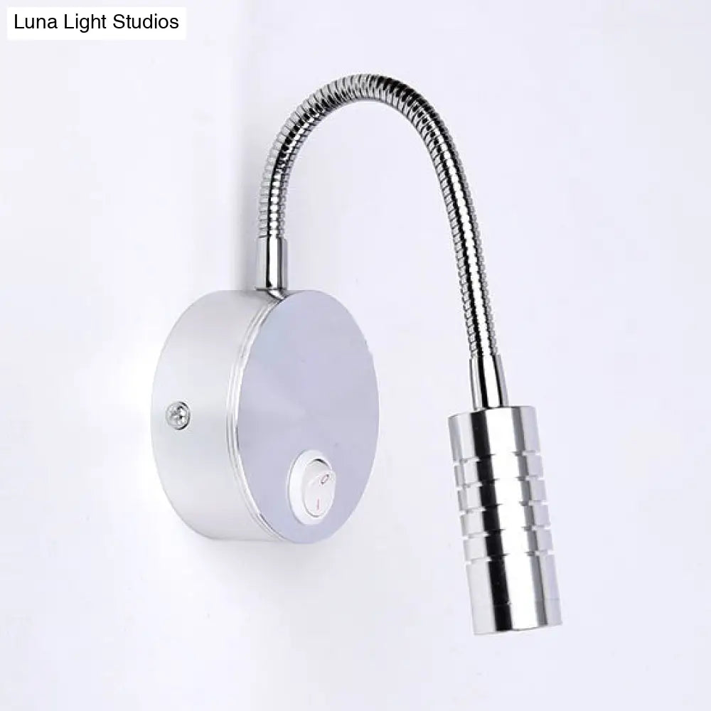 Adjustable Chrome Cylinder Wall Mount Led Sconce In Warm/White Lighting - Modern Metal Lamp