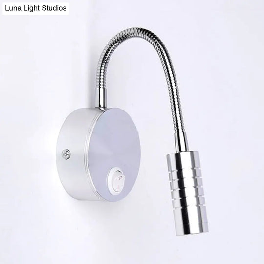 Adjustable Chrome Cylinder Wall Mount Led Sconce In Warm/White Lighting - Modern Metal Lamp