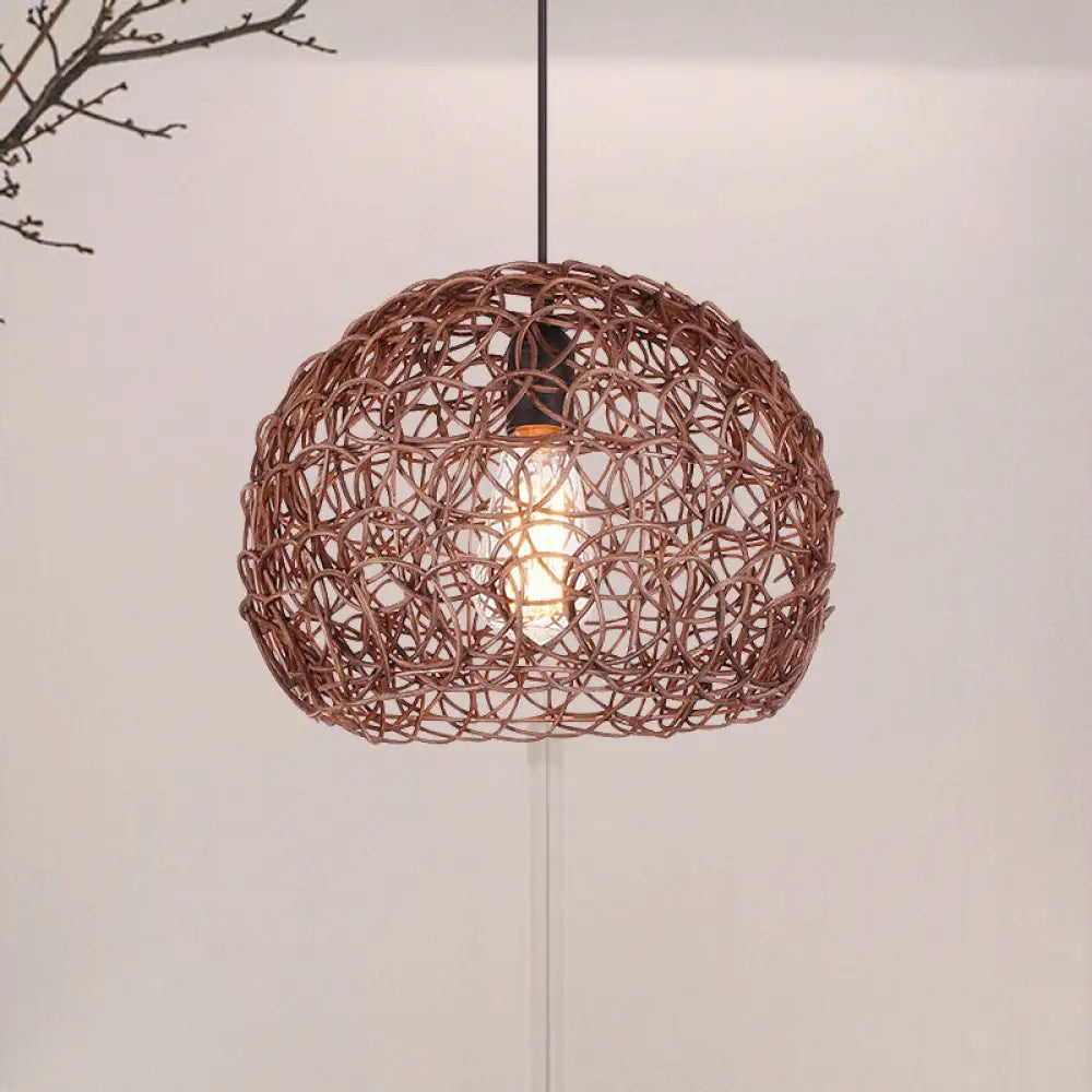 Adjustable Cord Loft Style Pendant Lamp - Brown Hanging Ceiling Light / 10’