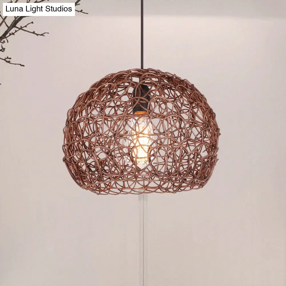 Adjustable Brown Pendant Lamp - Loft Style Semi Globe Hanging Ceiling Light

This Revised Version