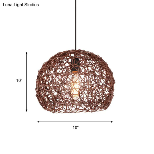 Adjustable Brown Pendant Lamp - Loft Style Semi Globe Hanging Ceiling Light

This Revised Version