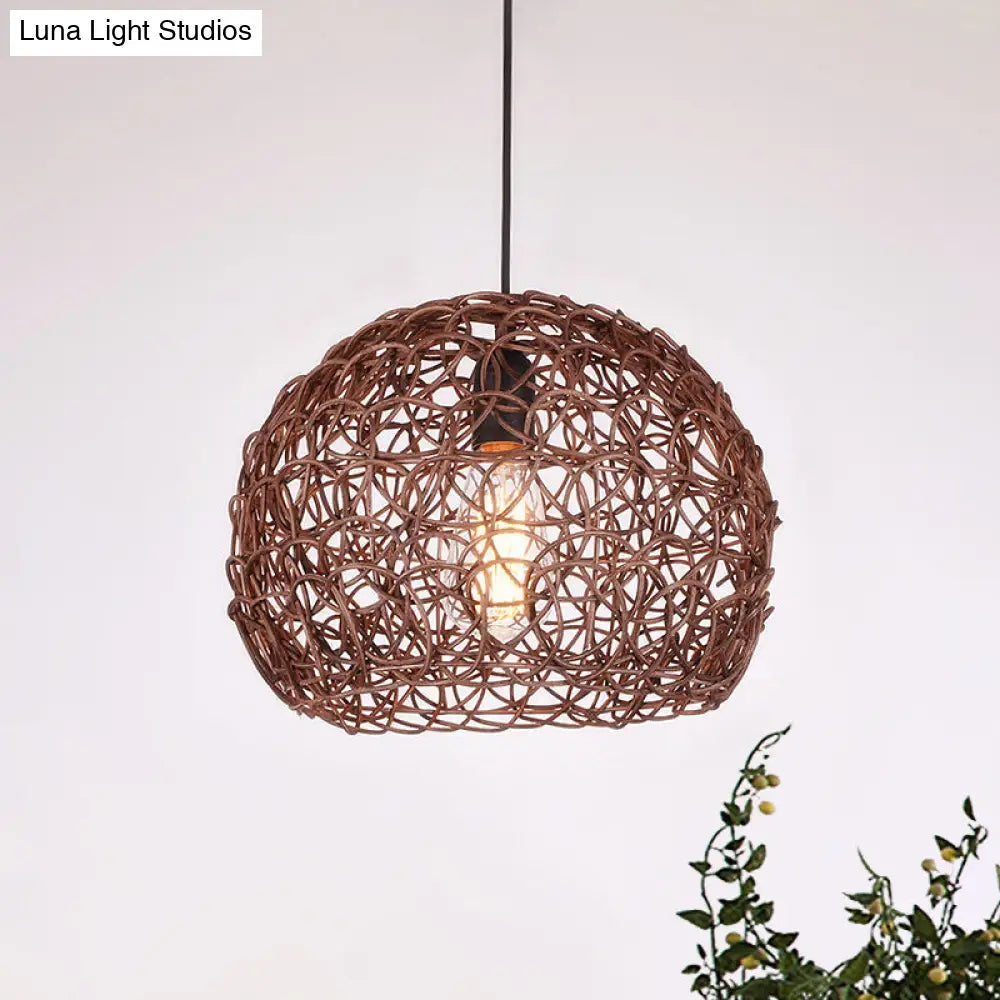 Adjustable Brown Pendant Lamp - Loft Style Semi Globe Hanging Ceiling Light

This Revised Version