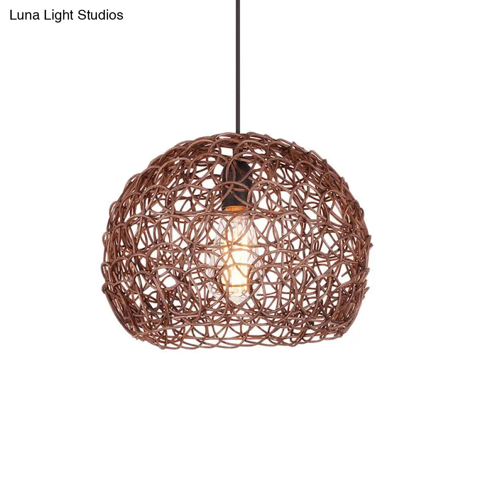 Adjustable Brown Pendant Lamp - Loft Style Semi Globe Hanging Ceiling Light

This Revised Version