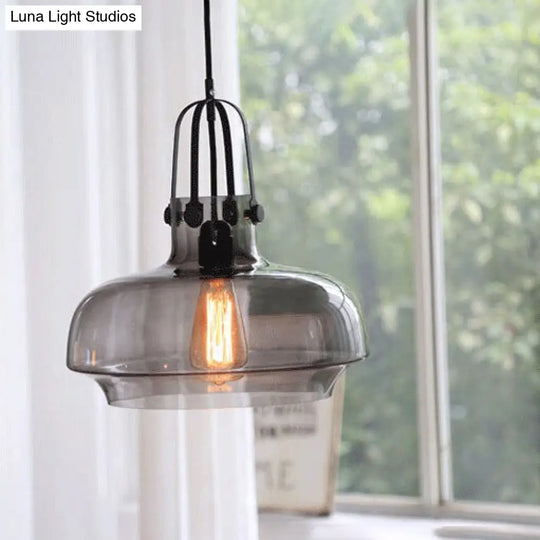 Modern Adjustable Pendant Lamp With Grey/White/Clear Glass 1 Light 7/9.5/13 Wide