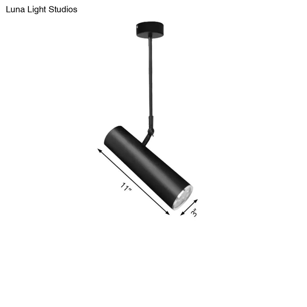 Adjustable Cylinder Led Pendant Light In Black: Warm/White 11’/19’ Height