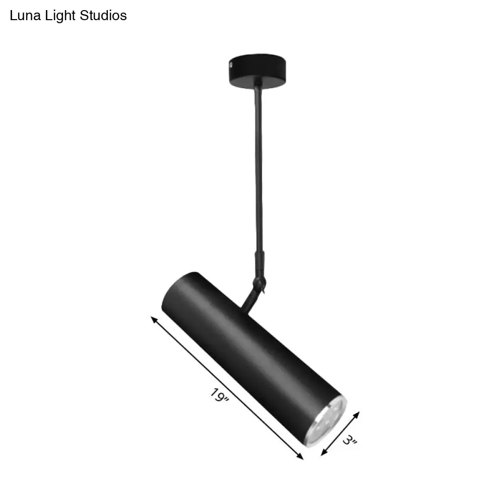 Adjustable Cylinder Led Pendant Light In Black: Warm/White 11’/19’ Height