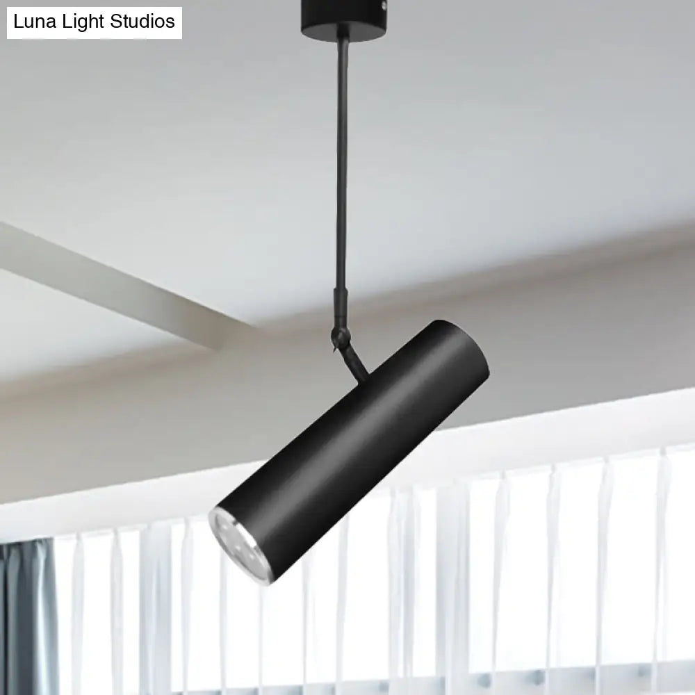 Adjustable Cylinder Led Pendant Light In Black: Warm/White 11’/19’ Height