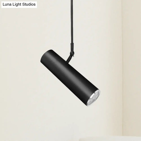 Adjustable Cylinder Led Pendant Light In Black: Warm/White 11’/19’ Height