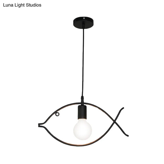 Adjustable Fish Metal Pendant Light For Kids Room Ceiling Fixture