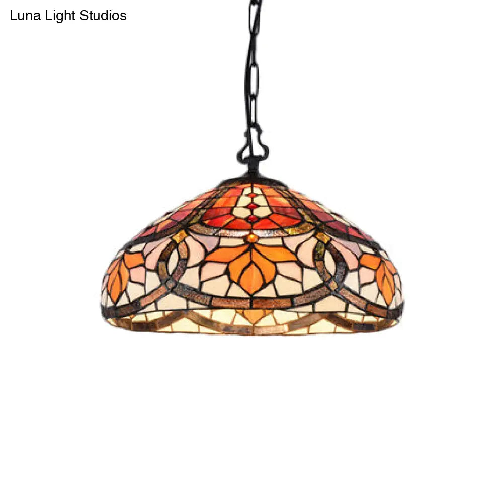 Stained Glass Floral Pendant Light - Adjustable Chains For Living Room And Kitchen Lighting