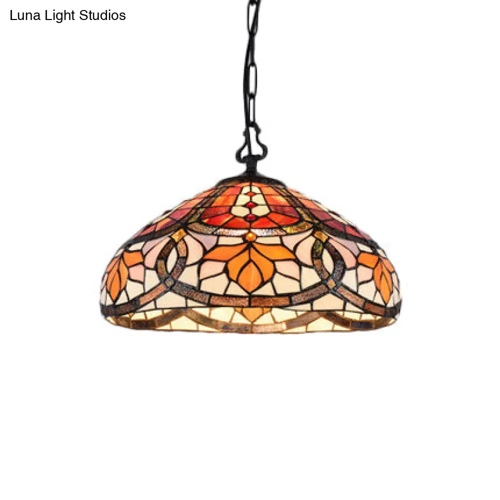 Adjustable Floral Stained Glass Pendant Light For Living Rooms And Kitchens