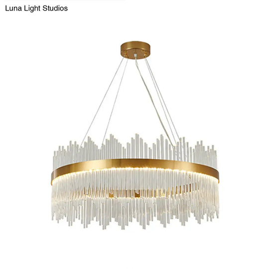 Adjustable Modern Crystal Drum Chandelier Pendant Light For Living Room Ceiling Gold / 47.5 Round