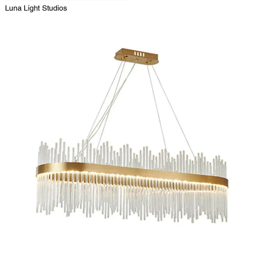 Adjustable Modern Crystal Drum Chandelier Pendant Light For Living Room Ceiling Gold / 39.5 Oval