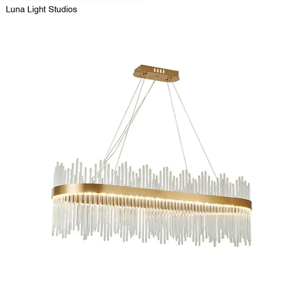 Adjustable Modern Crystal Drum Chandelier Pendant Light For Living Room Ceiling Gold / 31.5 Oval
