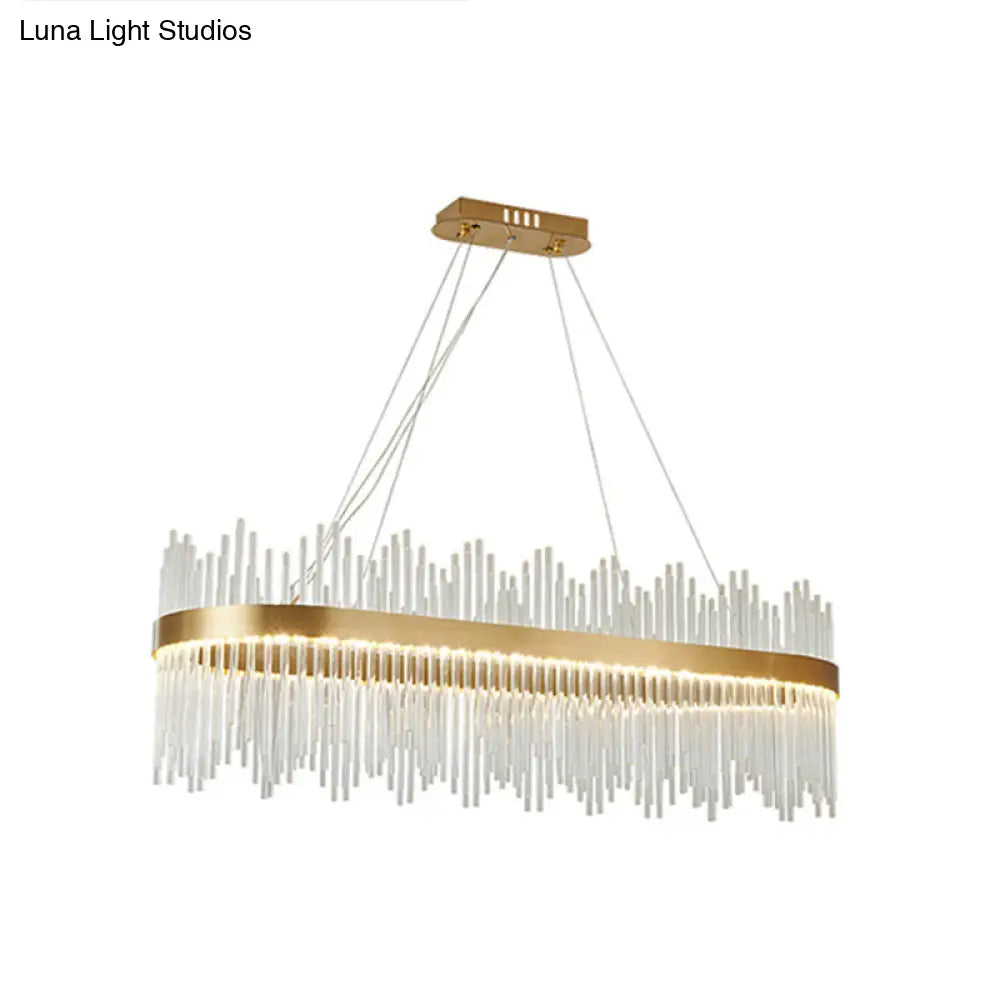 Adjustable Modern Crystal Drum Chandelier Pendant Light For Living Room Ceiling Gold / 47.5 Oval