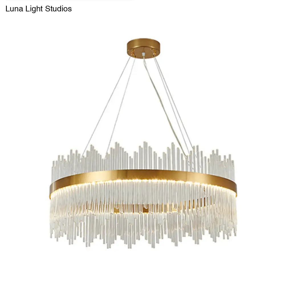 Adjustable Modern Crystal Drum Chandelier Pendant Light For Living Room Ceiling Gold / 39.5 Round
