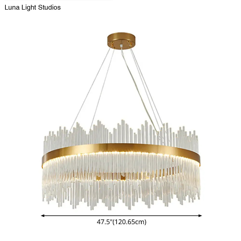 Adjustable Modern Crystal Drum Chandelier Pendant Light For Living Room Ceiling