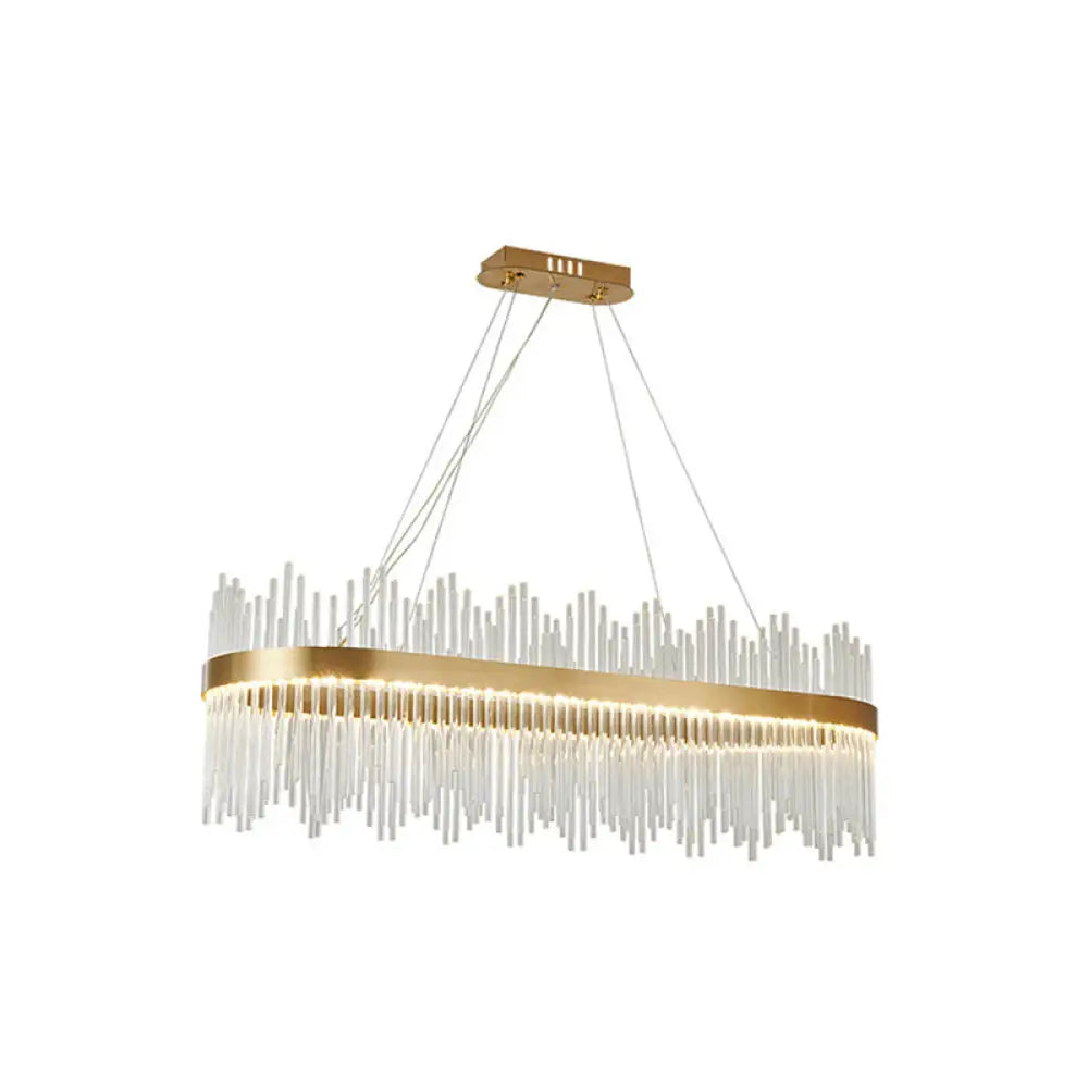 Adjustable Glass Crystal Drum Chandelier Pendant Light For Modern Living Rooms Gold / 23.5’ Oval