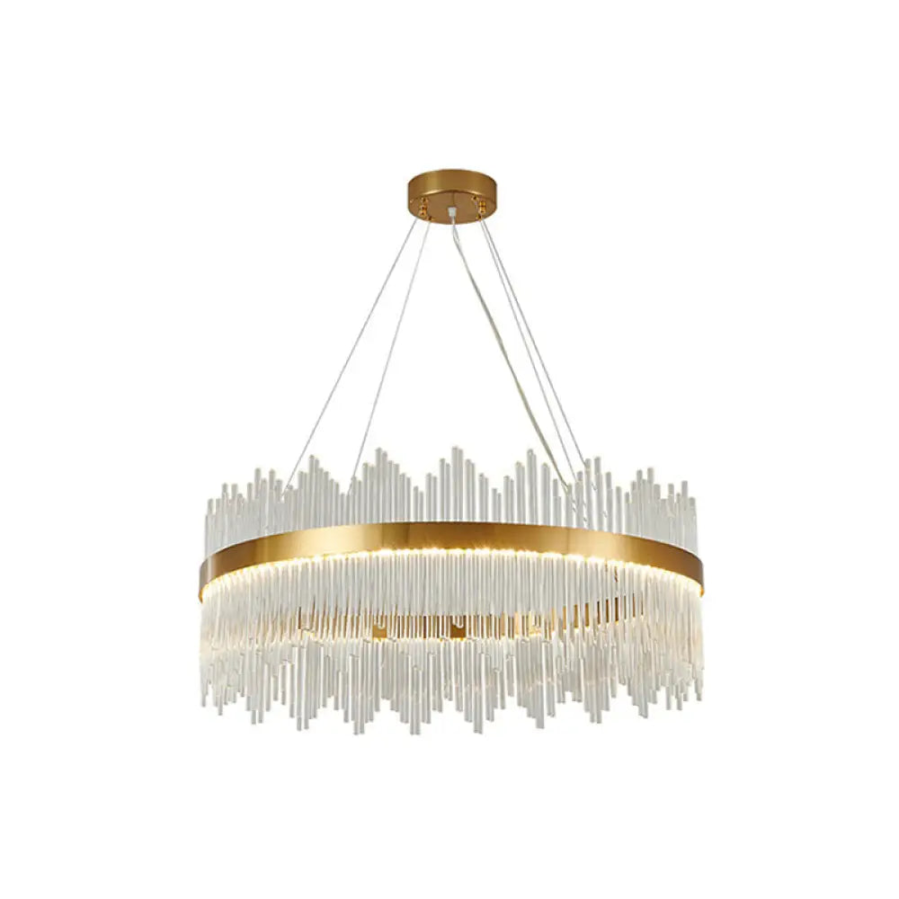 Adjustable Glass Crystal Drum Chandelier Pendant Light For Modern Living Rooms Gold / 23.5’ Round