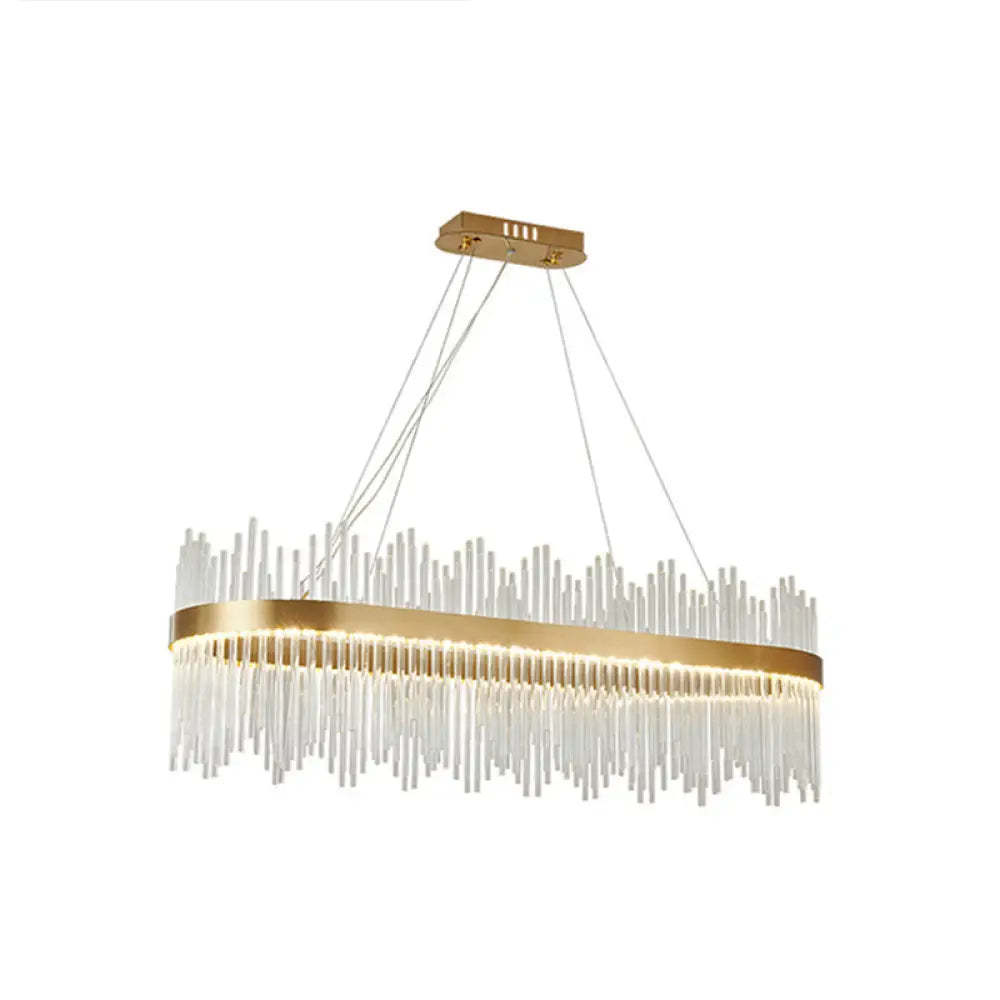 Adjustable Glass Crystal Drum Chandelier Pendant Light For Modern Living Rooms Gold / 31.5’ Oval
