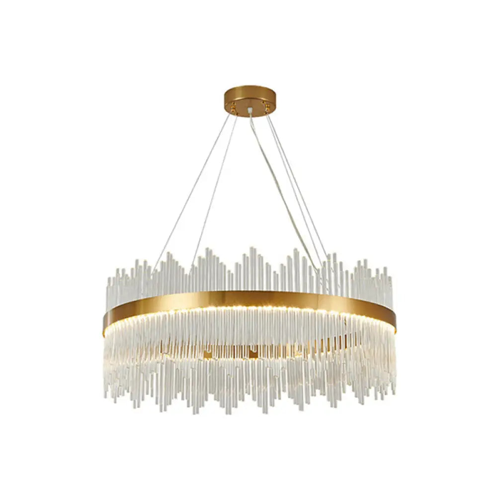 Adjustable Glass Crystal Drum Chandelier Pendant Light For Modern Living Rooms Gold / 31.5’ Round