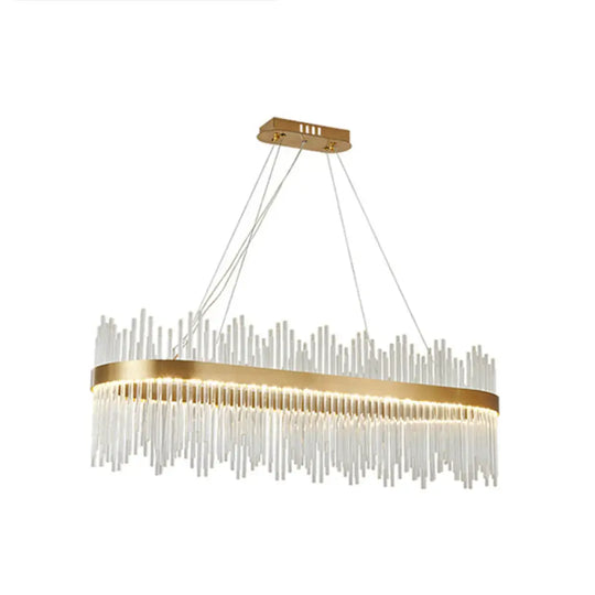 Adjustable Glass Crystal Drum Chandelier Pendant Light For Modern Living Rooms Gold / 47.5’ Oval